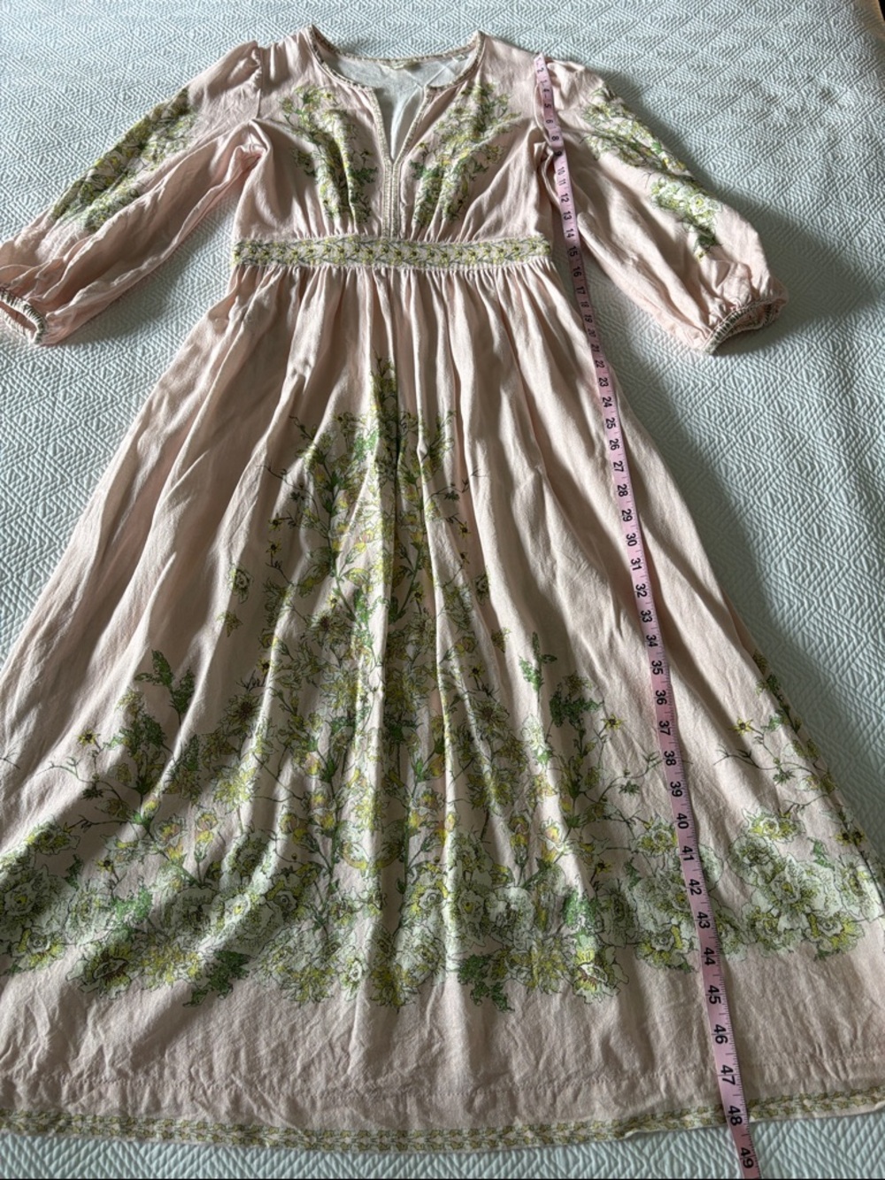 Blush Pink Floral Max Studio Maxi Linen Blend Dress - Picture 4 of 10